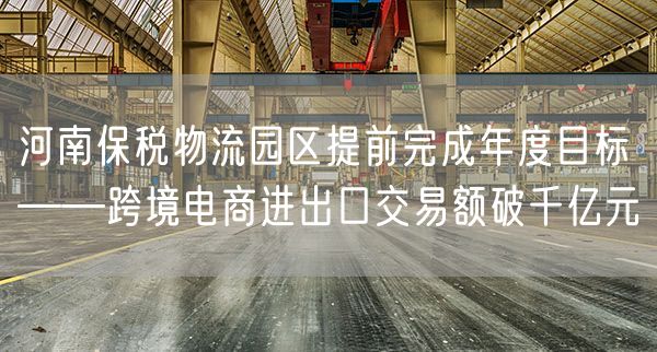 河南保税物流园区提前完成年度目标——跨境电商进出口交易额破千亿元