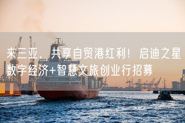 来三亚，共享自贸港红利！启迪之星数字经济+智慧文旅创业行招募