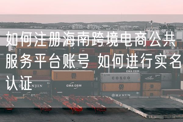 如何注册海南跨境电商公共服务平台账号 如何进行实名认证