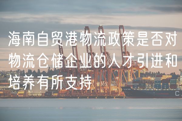 海南自贸港物流政策是否对物流仓储企业的人才引进和培养有所支持