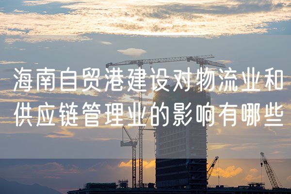 海南自贸港建设对物流业和供应链管理业的影响有哪些