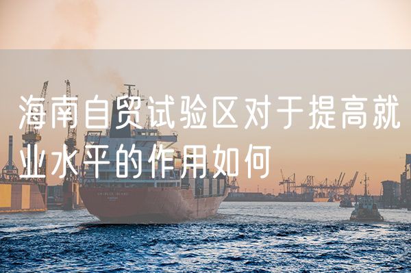 海南自贸试验区对于提高就业水平的作用如何