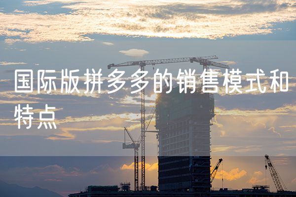 国际版拼多多的销售模式和特点