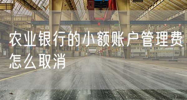 农业银行的小额账户管理费怎么取消