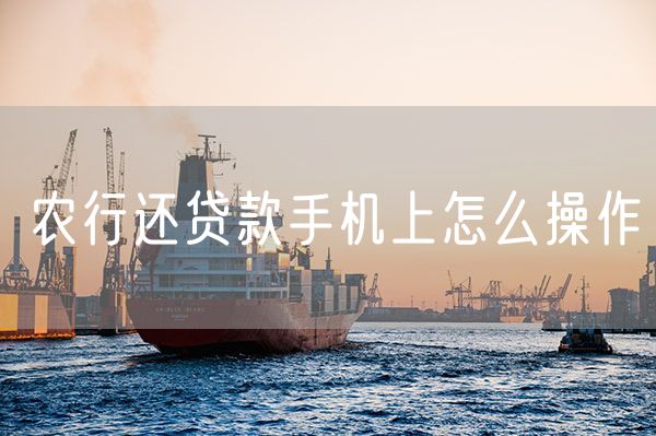 农行还贷款手机上怎么操作